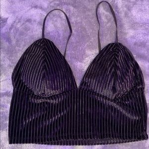 Black Ribbed Crop Top w/ Adjustable Straps